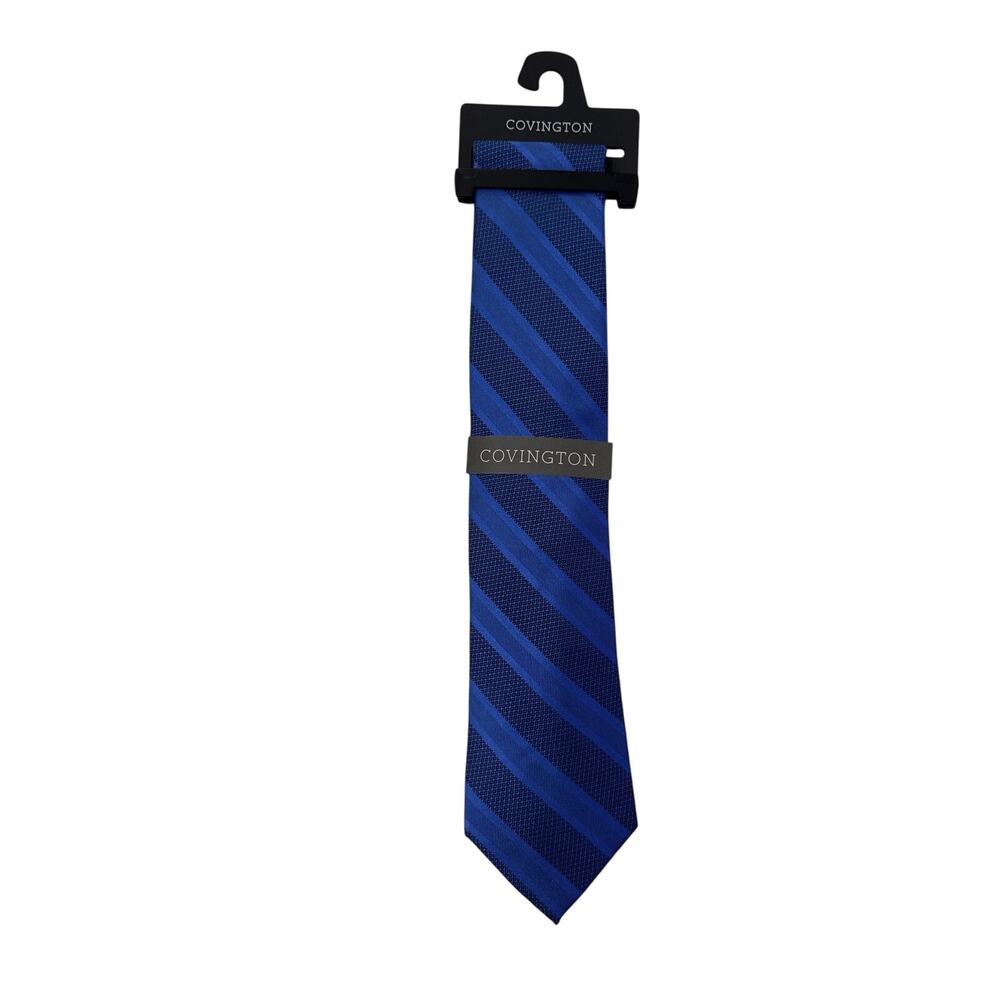 Covington Royal Blue Striped 100% Silk Tie‎ NWT